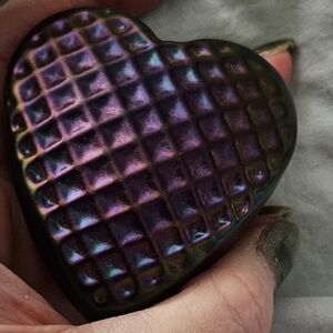Iridescent Heart Textured And Signed On Bottom Paperweight Rhag